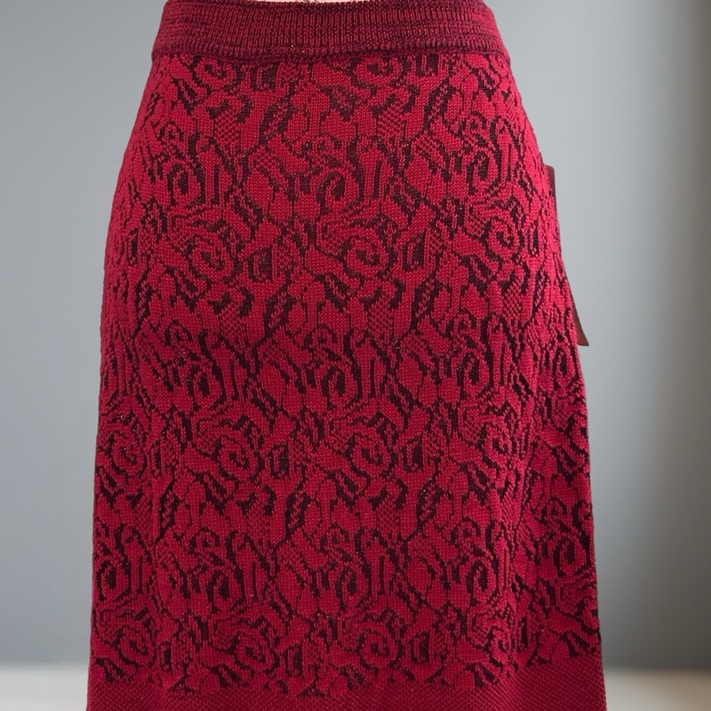 Vintage Carole Little Knitwear Red Knit Mini Skirt NWT Sz L